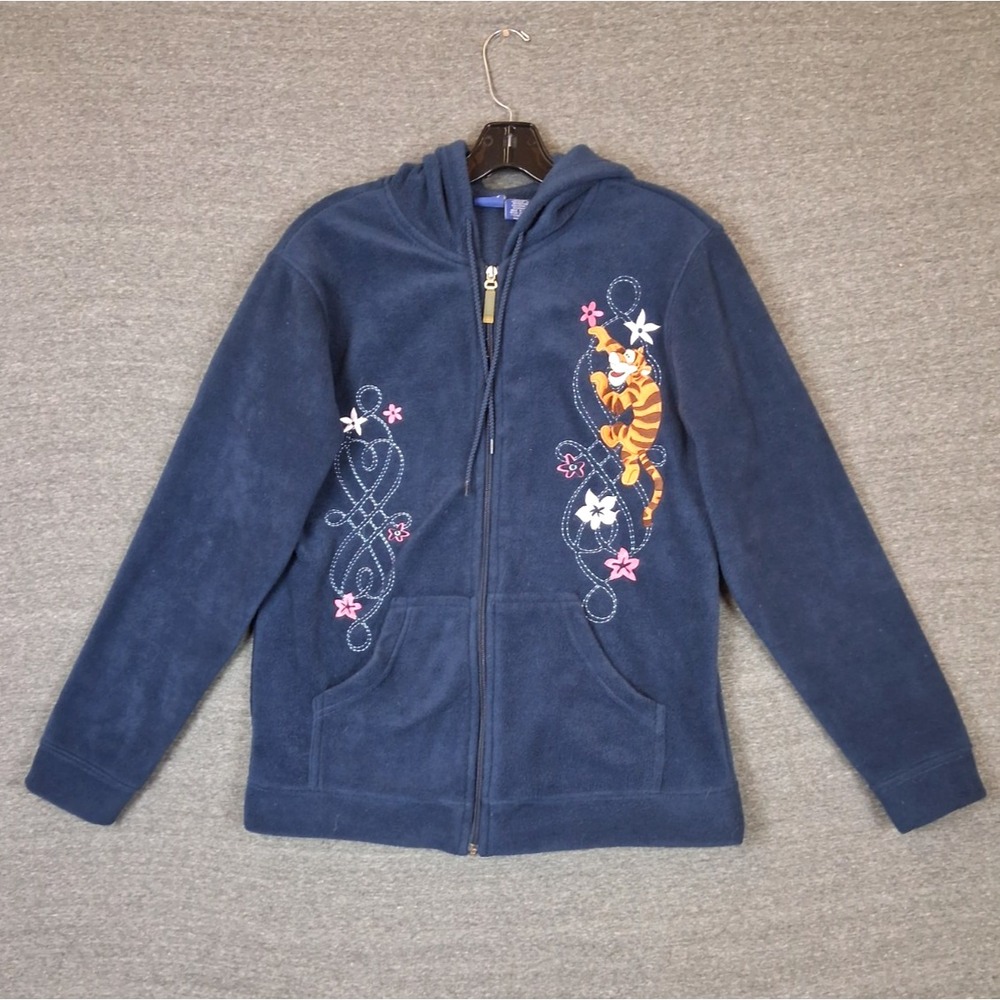 Disney Adult Jacket Small Blue Full Zip Fleece Hoodie Tigger Winnie The Pooh
